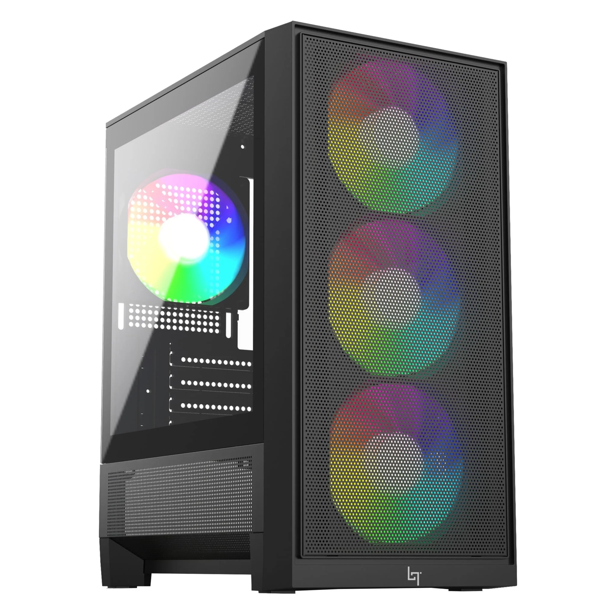 Ảnh tin Thùng máy Gaming LinkTech Bahamut M 4F M-ATX (Kèm Sẵn 4 Fan Fixed RGB) - Đen