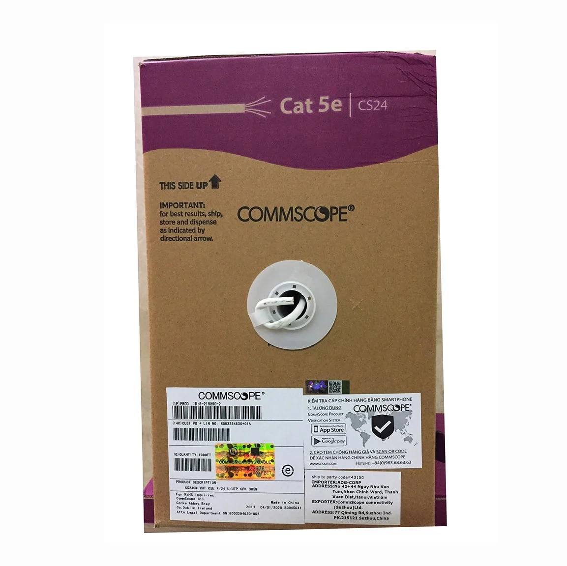 Ảnh tin Cáp mạng AMP (COMMSCOPE) Cat5E 4UTP 305M 24AWG (6-219590-2)