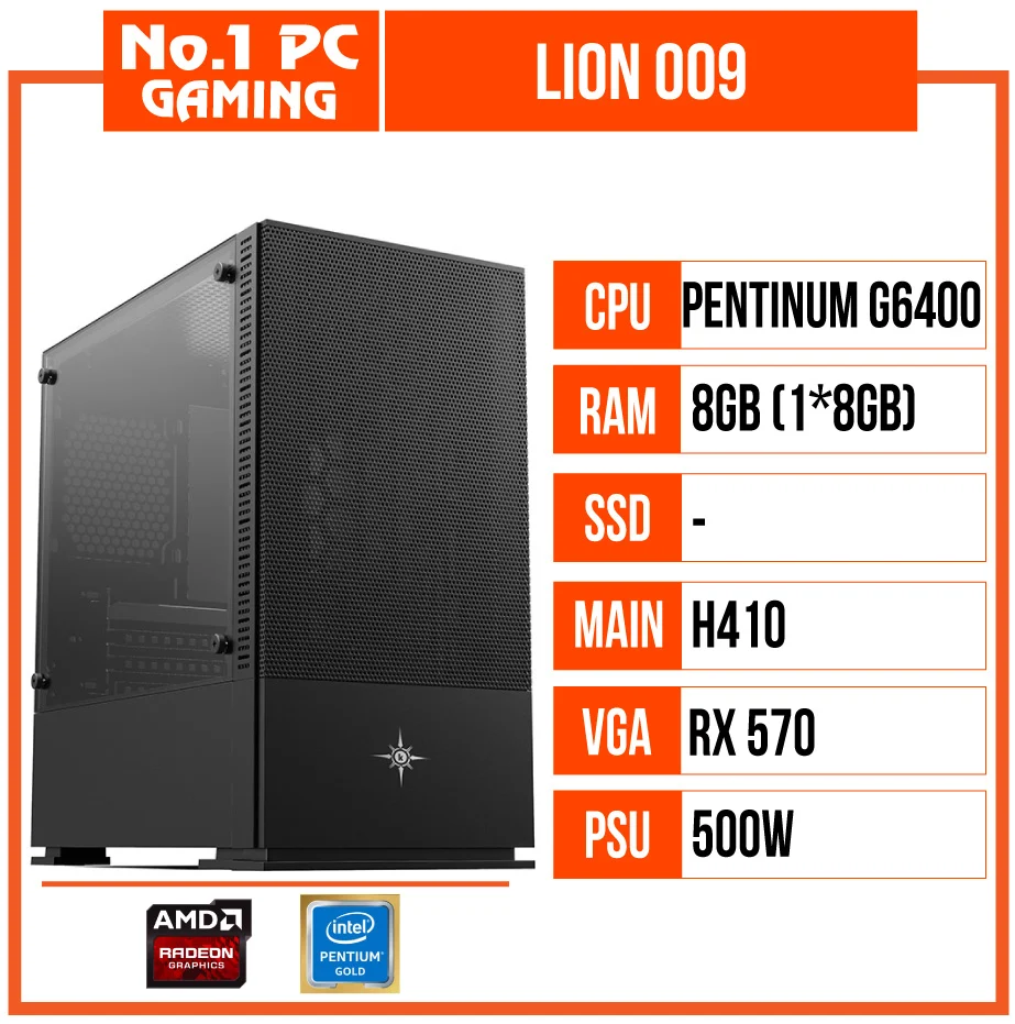 Ảnh tin PC GAMING LION 009 (G6400/H410/8GB RAM/RX 570/500W)