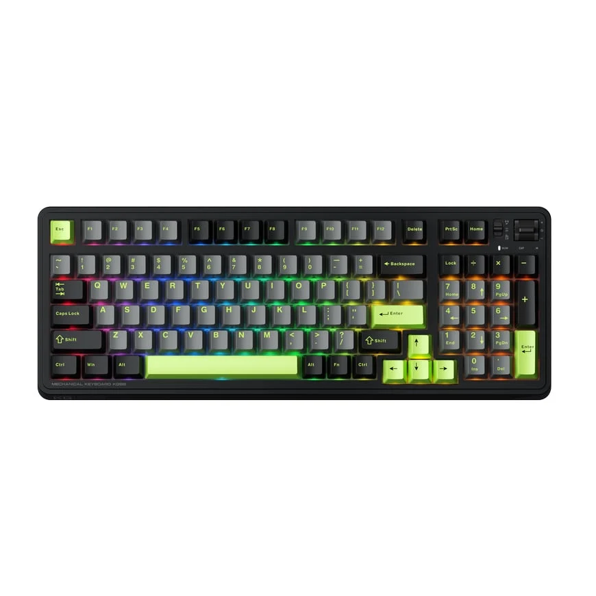 Ảnh tin Bàn Phím Cơ Không Dây Machenike KG98 Tri-Mode RGB | Black Green | Purple-Gold Switch