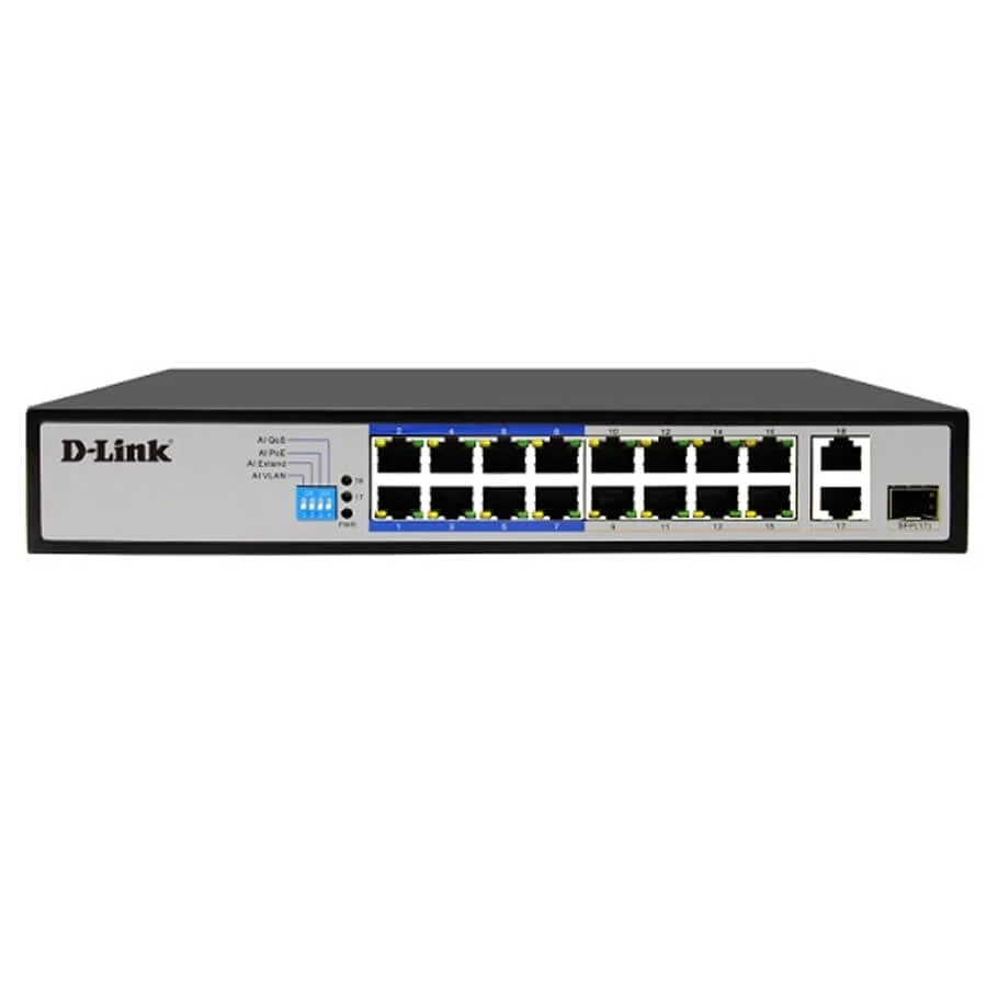 Ảnh tin Switch 18 Port POE D-Link DES-F1018P-E, 16 10/100Mbps and 2 Gigabit Ports