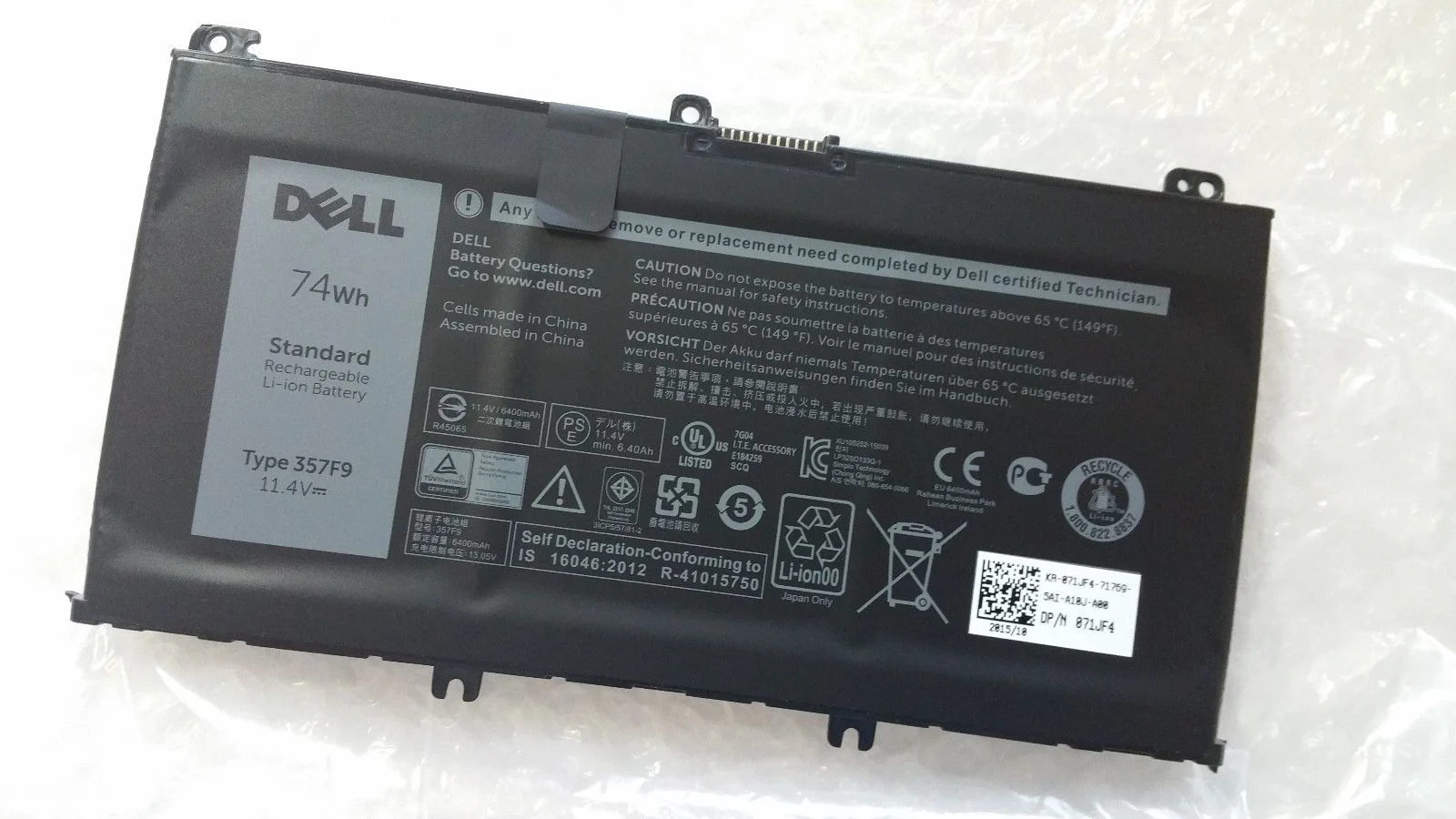 Ảnh tin Pin laptop Dell Inspiron 5576 5577 7557 7559 7566 7567 – 357F9 74Wh (6 cell)