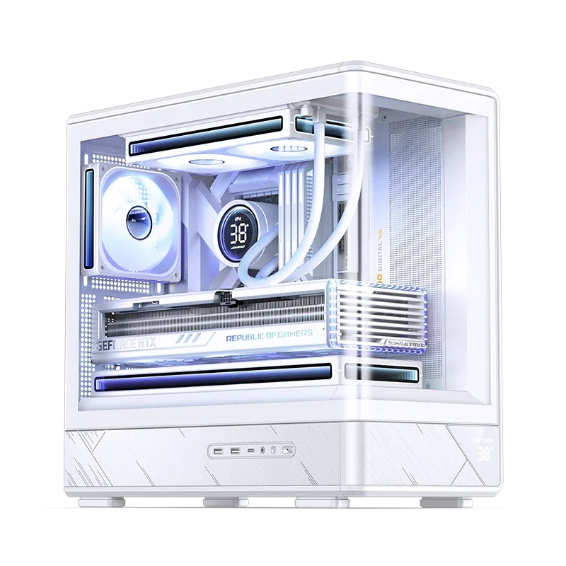Ảnh tin Thùng máy Jonsbo D200 Micro-ATX | Trắng, Kính Cong