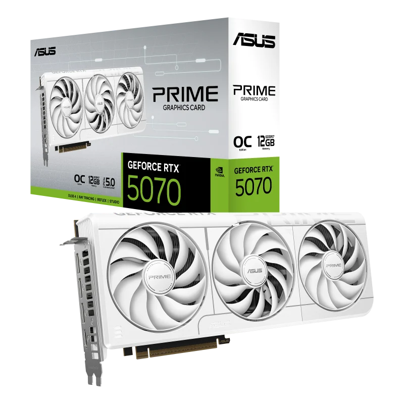 Ảnh tin Card màn hình NVIDIA GeForce RTX 5070 ASUS Prime White OC | 12GB GDDR7, 6144 CUDA, 650W