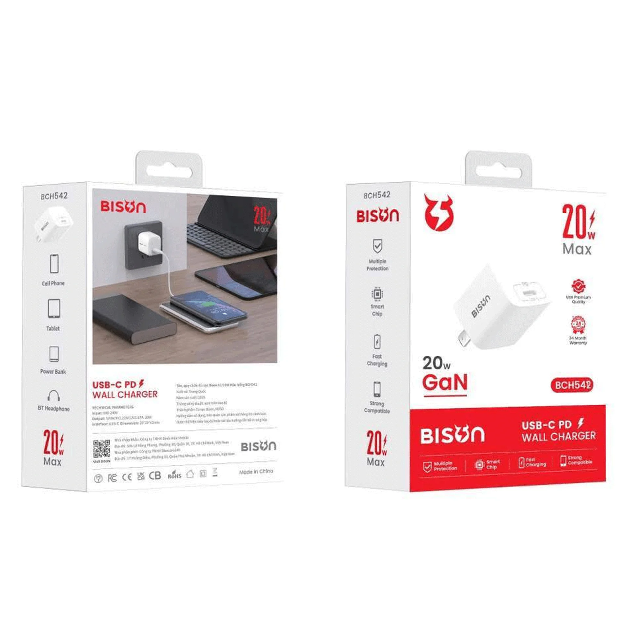 Ảnh tin Củ sạc điện thoại Bison BCH542 | Màu trắng, USB-C, 20W