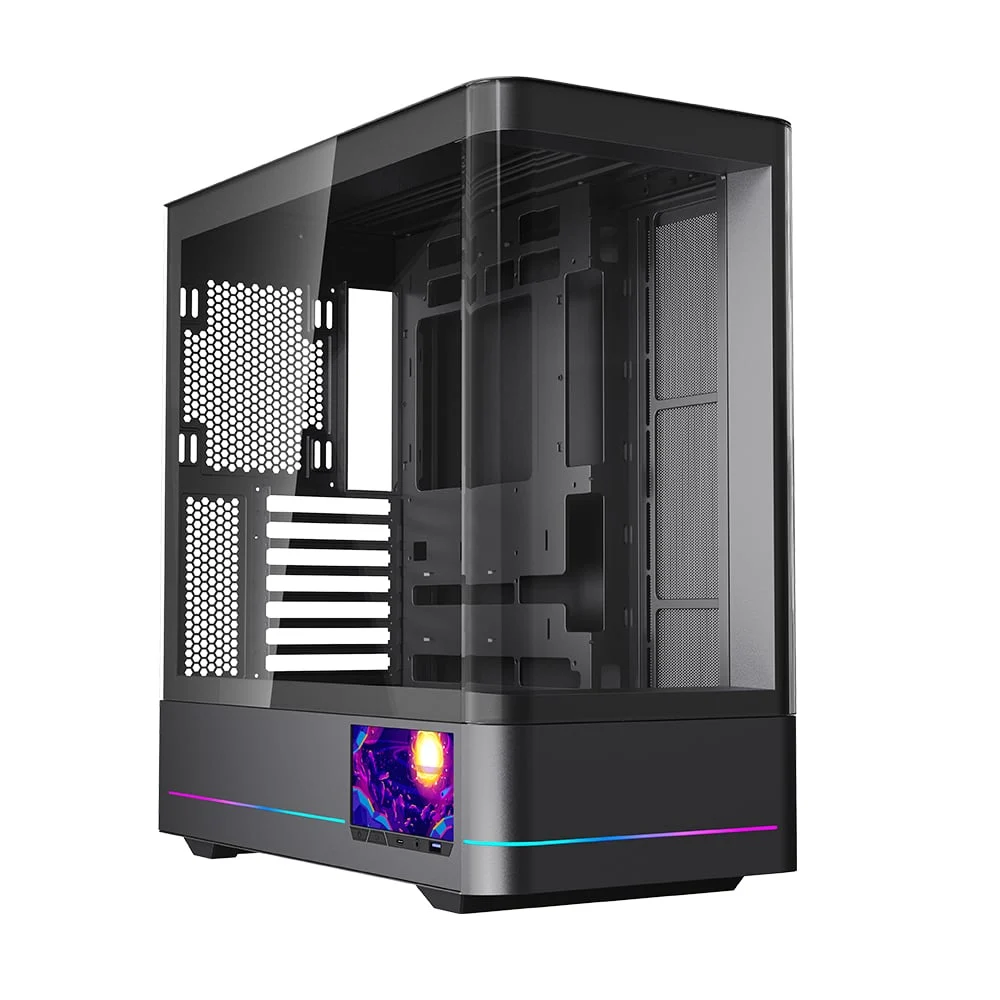 Ảnh tin Thùng máy Case Leopard AC-02 | Đen, kính cong, LCD