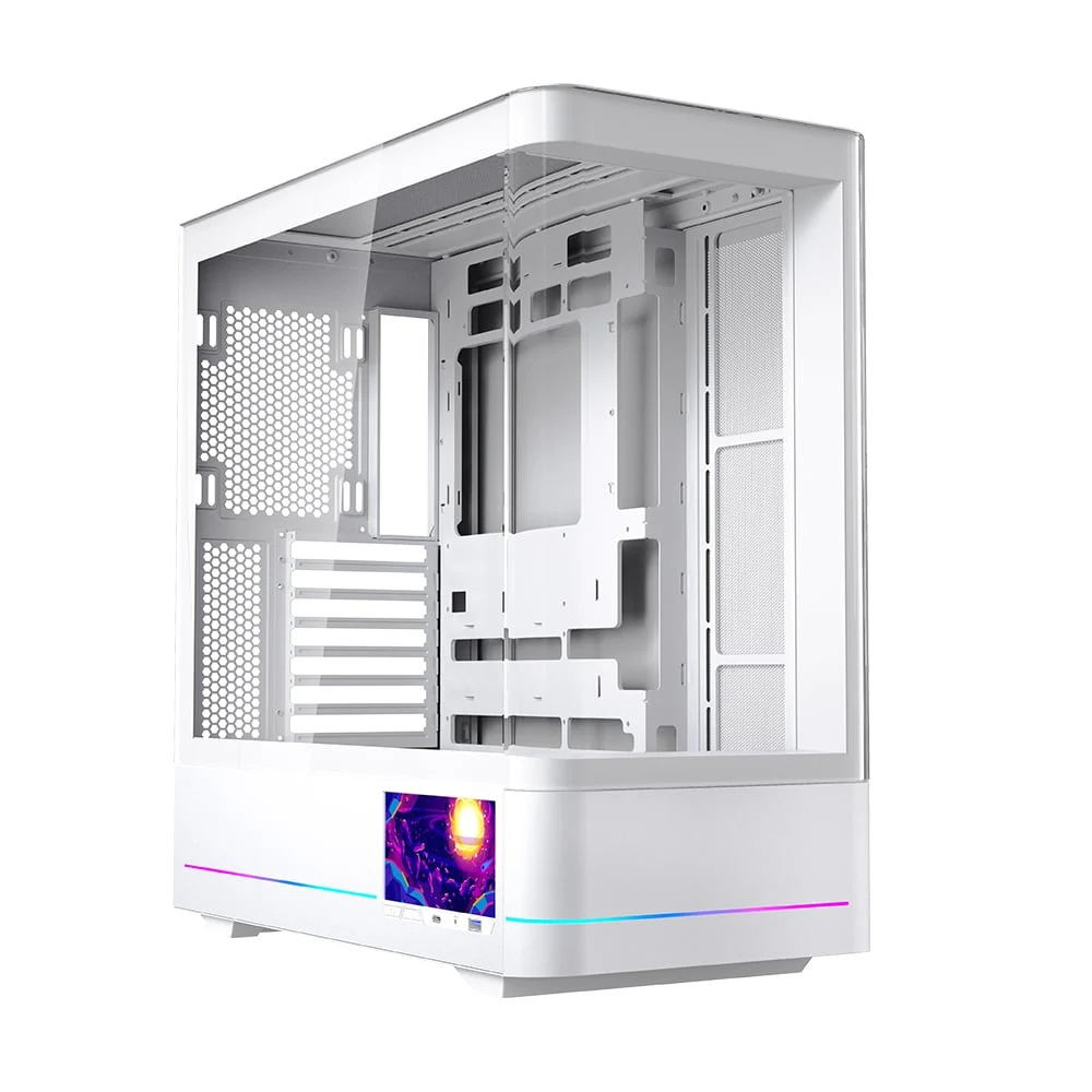 Ảnh tin Thùng máy Case Leopard AC-02 | Trắng, kính cong, LCD
