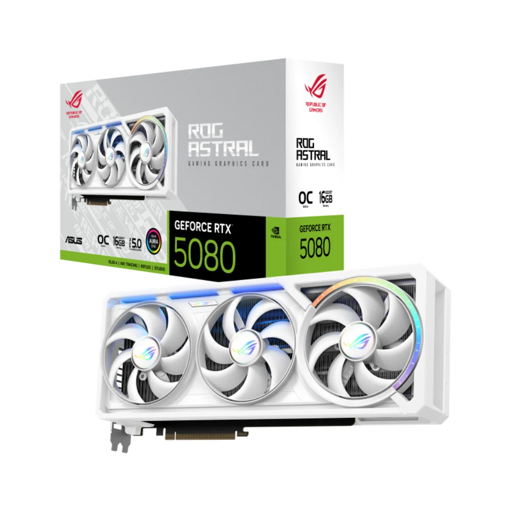 Ảnh tin Card màn hình NVIDIA GeForce RTX 5080 ASUS ROG Astral Gaming White OC | 16GB GDDR7, 10752 CUDA, 850W