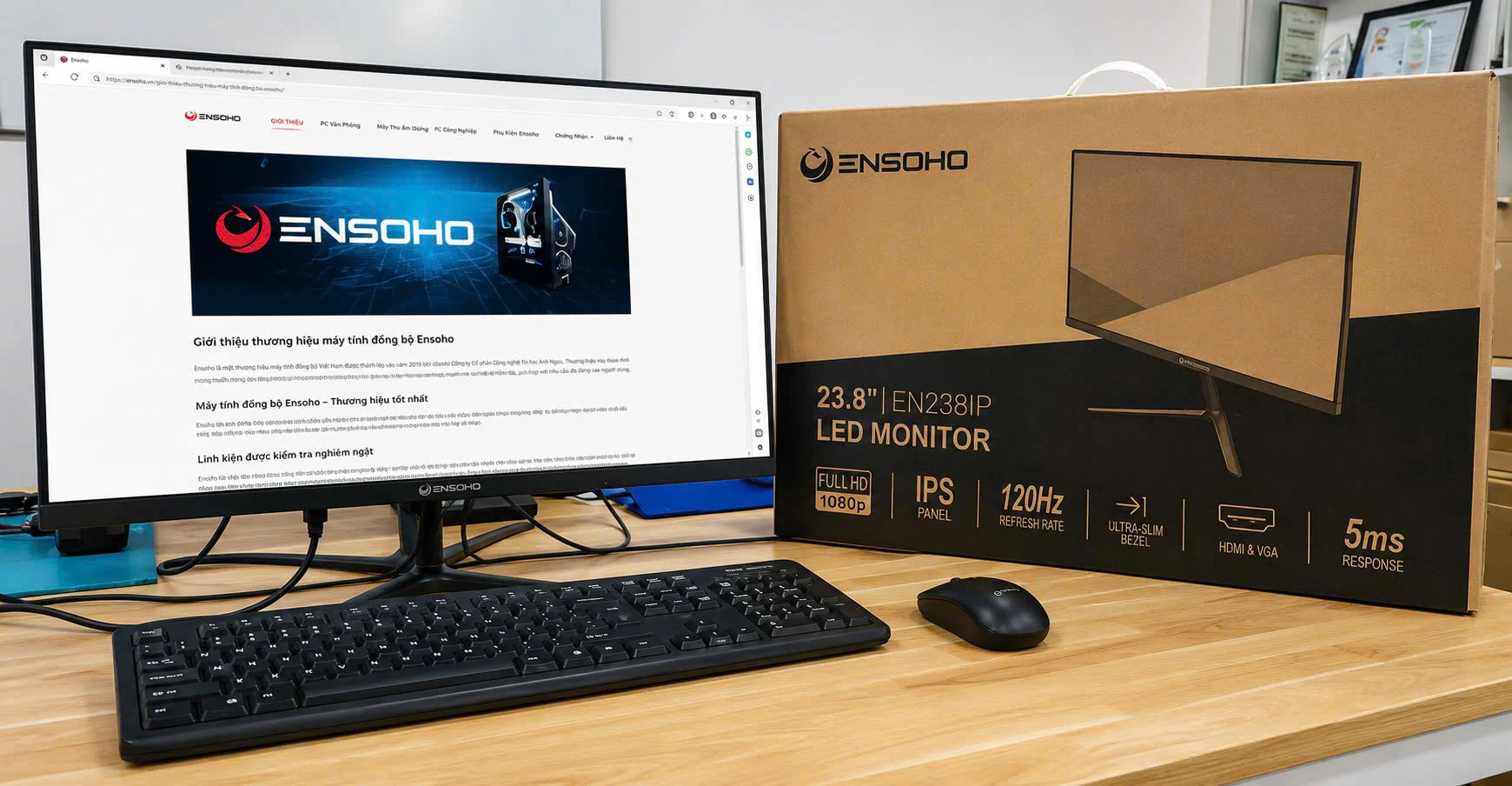 Ảnh tin màn hình ENSOHO EN238IP 24 inch IPS 120Hz, độ phủ màu sRGB 99%