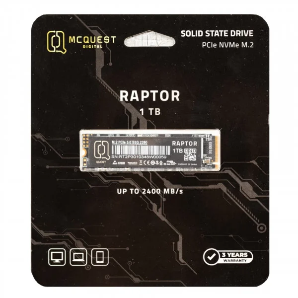 Ảnh tin SSD MCQUEST RAPTOR X 1TB 2.5 M.2 NVME 3.0 PCIe – Tối ưu cho chỉnh sửa và chơi game