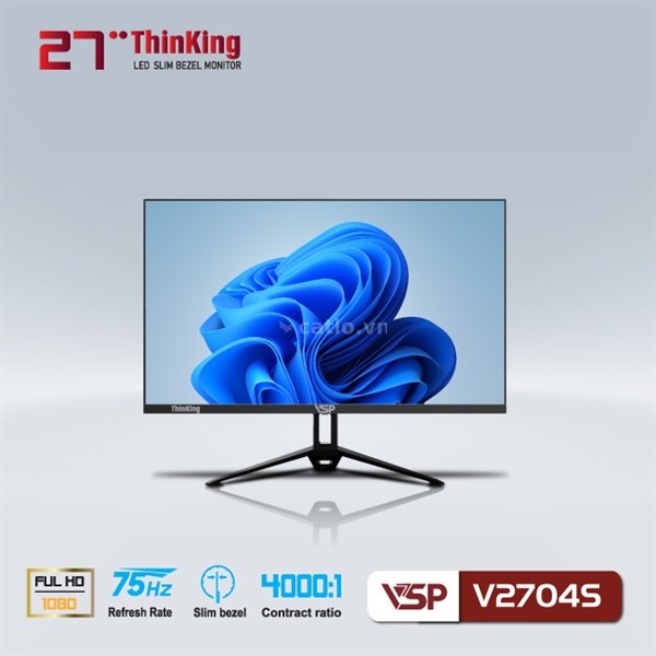 Màn hình phẳng VSP 27inch V2704S Full viền (FHD | VA | 75Hz | Flat) Trắng – ảnh 1