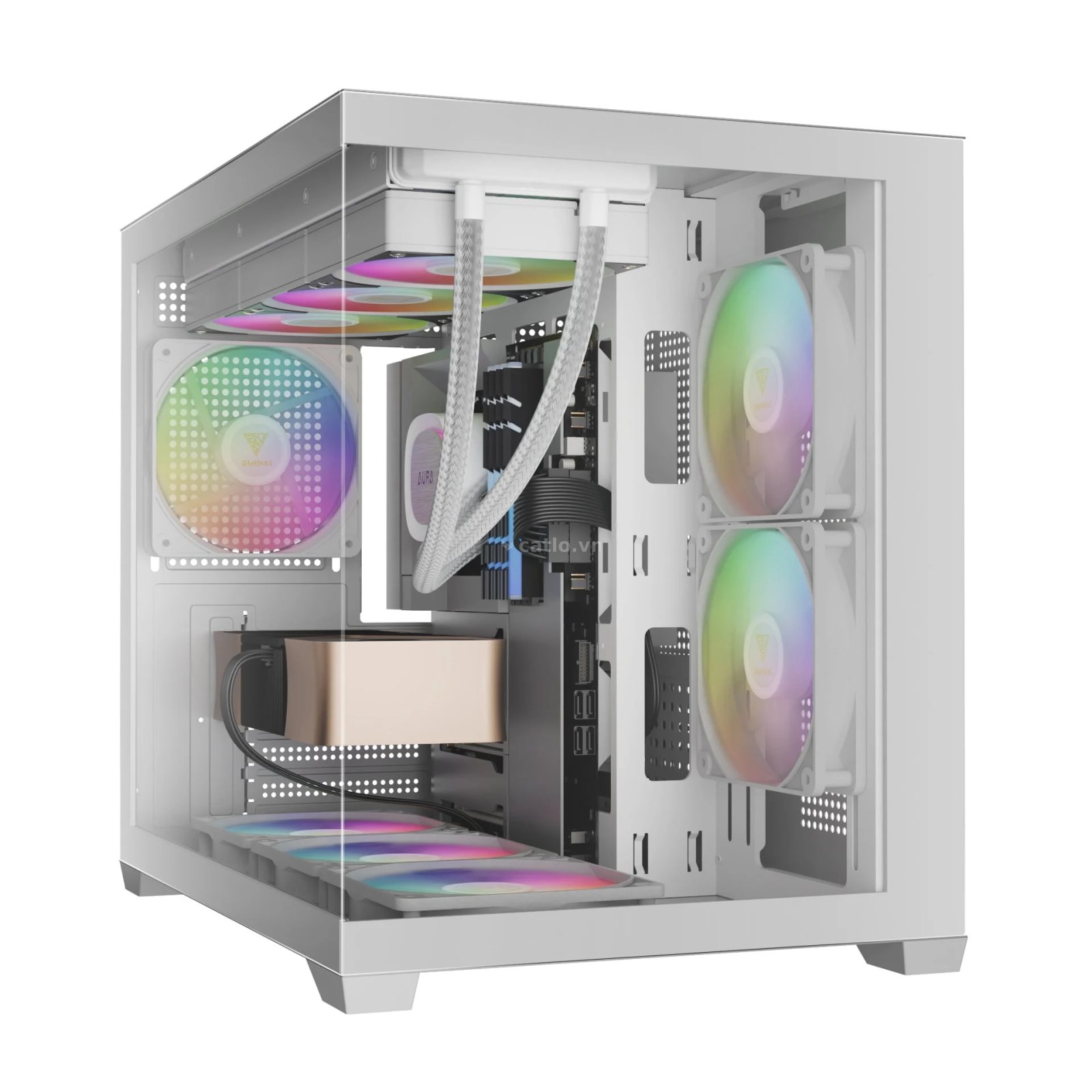 Thùng máy Gamdias GC10M V2 ARGB M-ATX (Kèm Sẵn 3F ARGB) - Trắng – ảnh 1