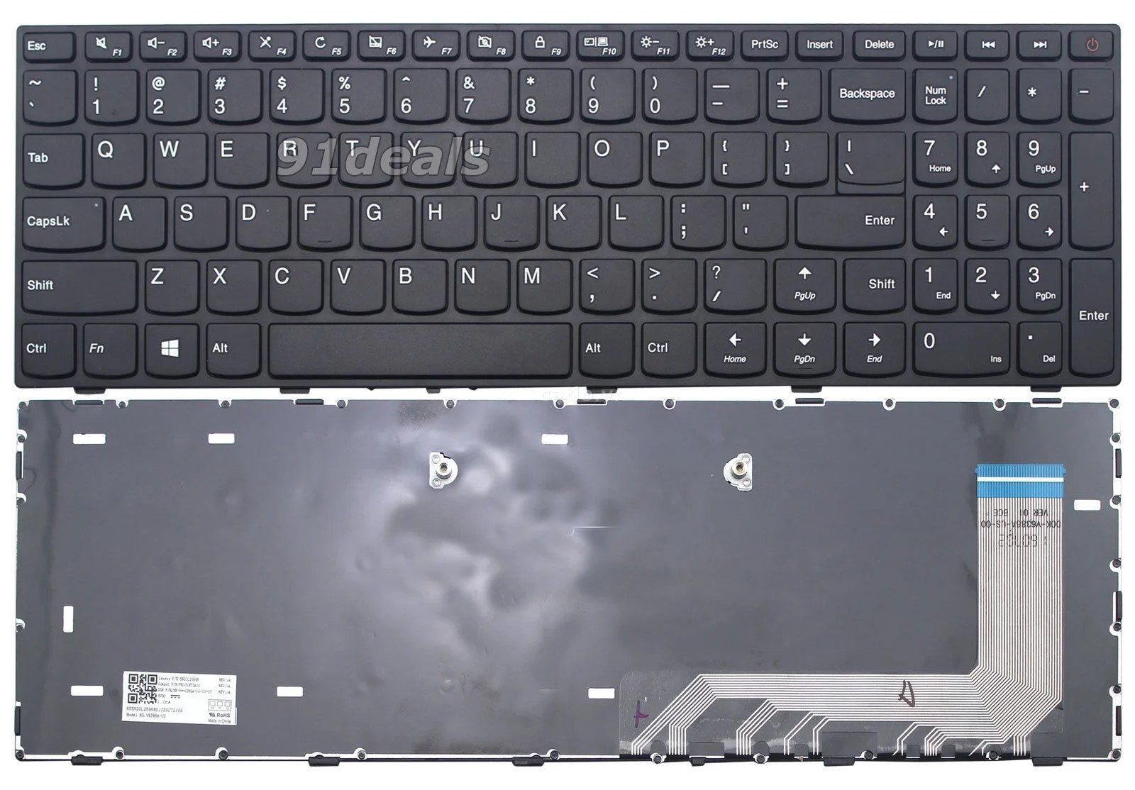 Bàn phím laptop Lenovo Ideapad 110-15ISK, 110-17ACL, 110-17IKB, 110-17ISK (Cáp góc, có nút nguồn) – ảnh 1