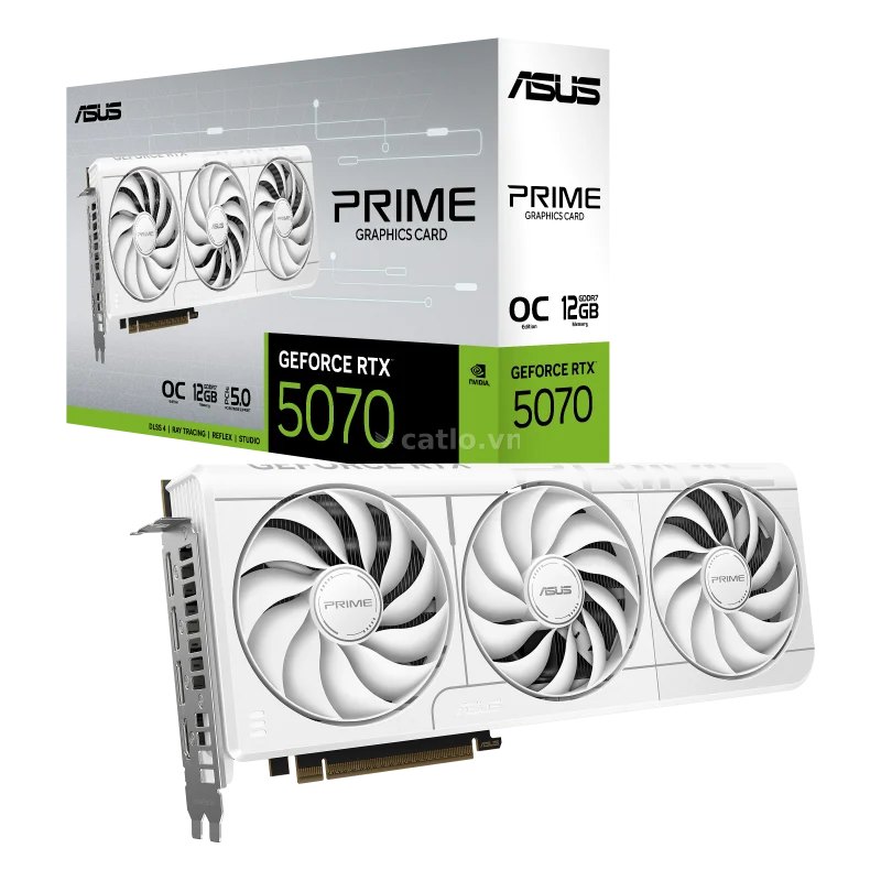 Card màn hình NVIDIA GeForce RTX 5070 ASUS Prime White OC | 12GB GDDR7, 6144 CUDA, 650W – ảnh 1