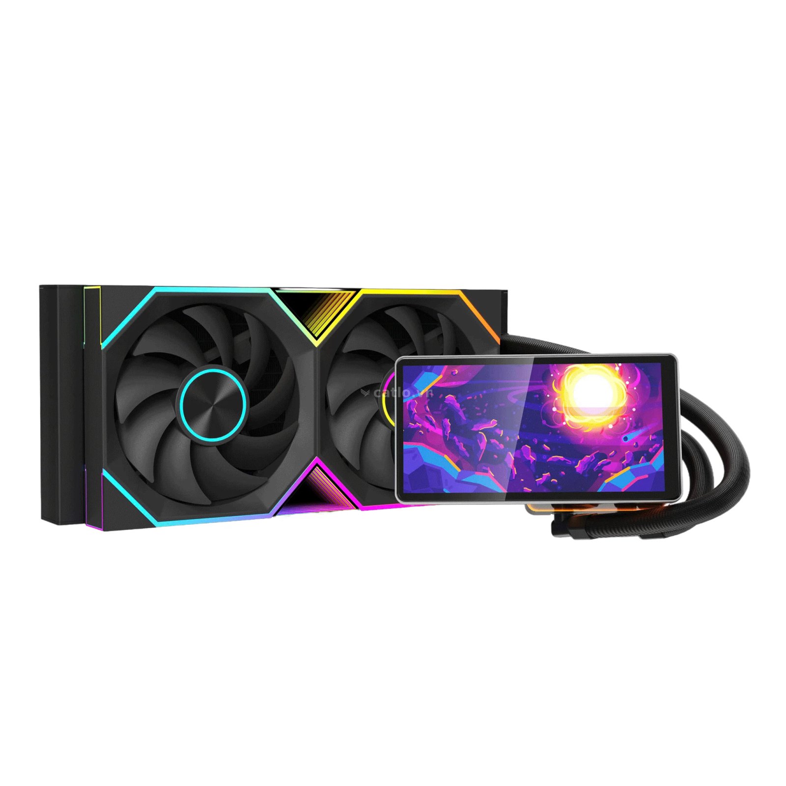 Tản nhiệt nước Leopard Pro Flow 240 Black | ARGB Display, Đen – ảnh 1