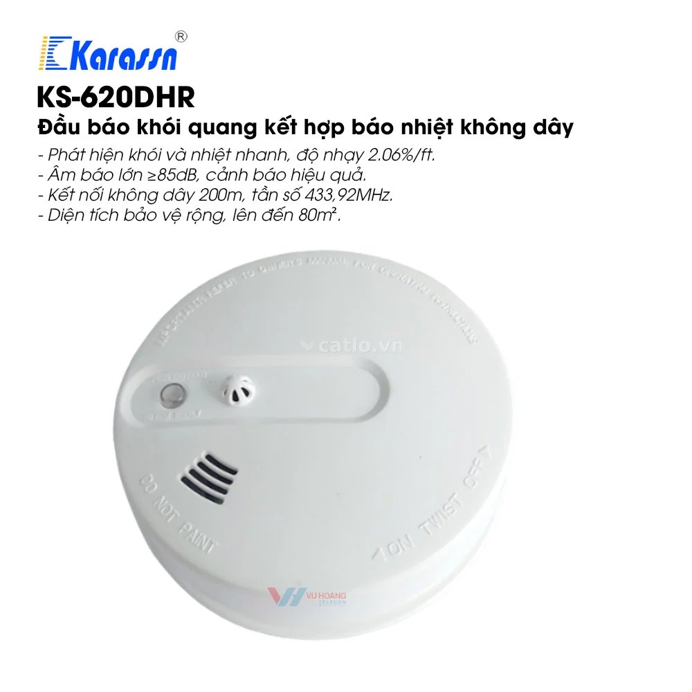 Báo khói quang tích hợp báo nhiệt không dây KARASSAN KS-620DHR – ảnh 1