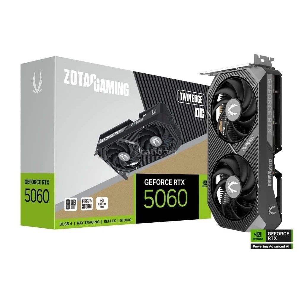Card màn hình NVIDIA GeForce RTX 5060 ZOTAC Twin Edge OC | 8GB GDDR7, 3840 CUDA, 550W – ảnh 1