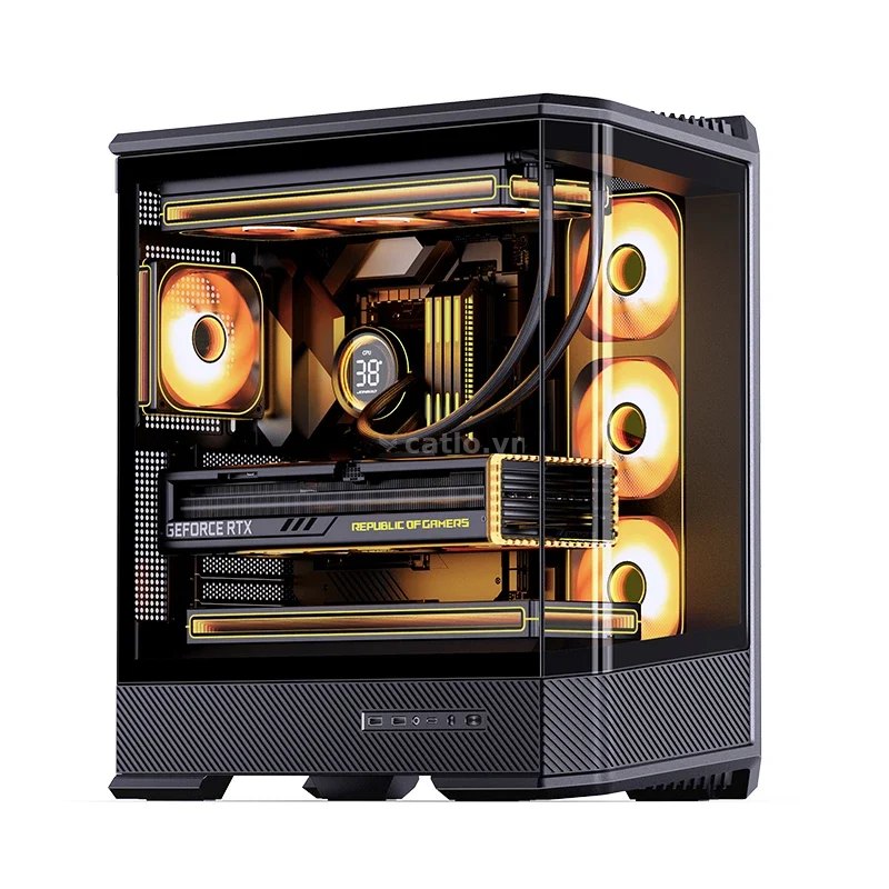 Thùng máy case Jonsbo D400 ATX Gaming | Đen, hồ cá – ảnh 1