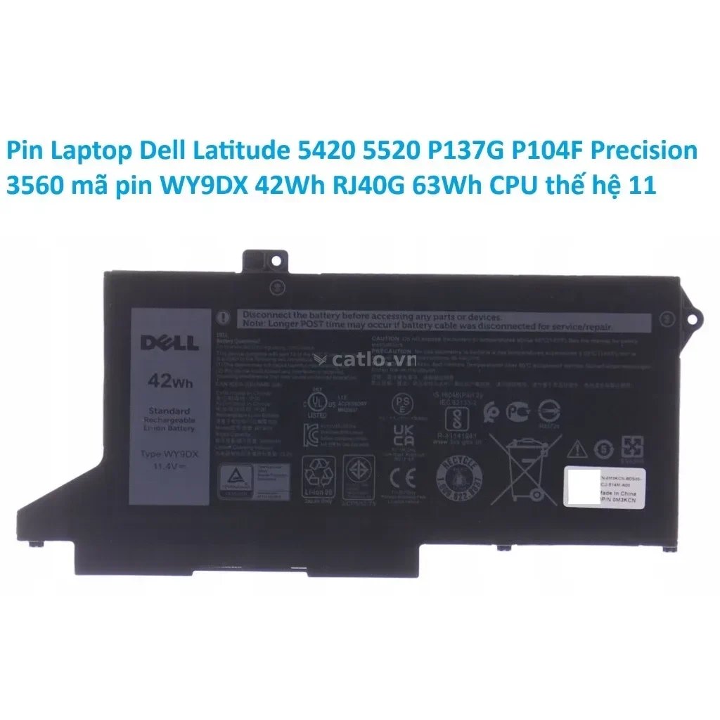 Pin laptop Dell Latitude 5420 (Gen 11), Latitude 5520 (Gen 11), 42WH WY9DX (ZIN) - 3 CELL – ảnh 1
