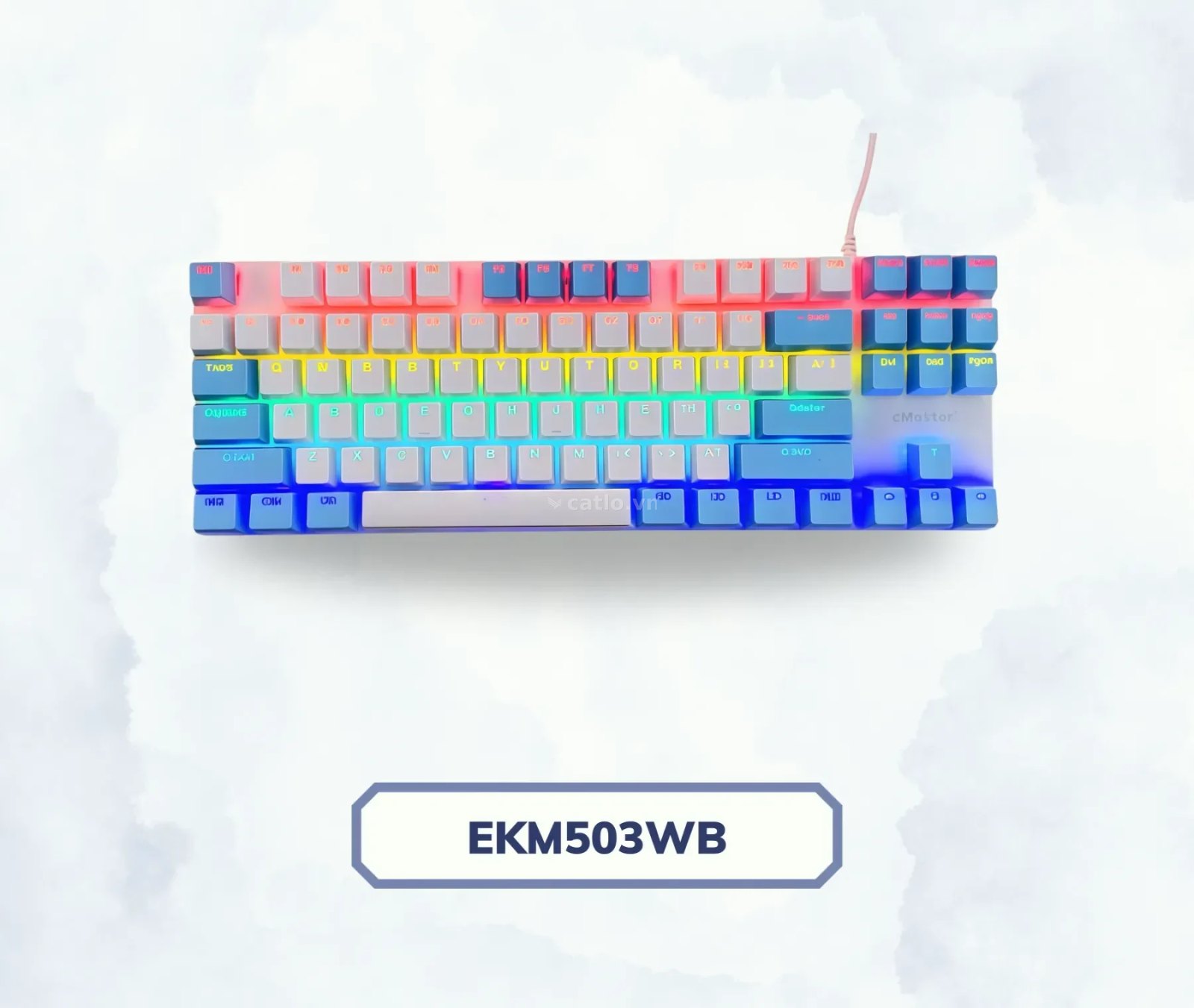 Bàn phím cơ EMASTER EKM503WB Trắng Xanh – ảnh 1