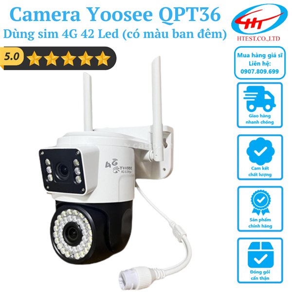 Camera Yoosee QPT36 – Dùng sim 4G 42 Led, ngoài trời 2 ống kính (có màu ban đêm) – ảnh 1