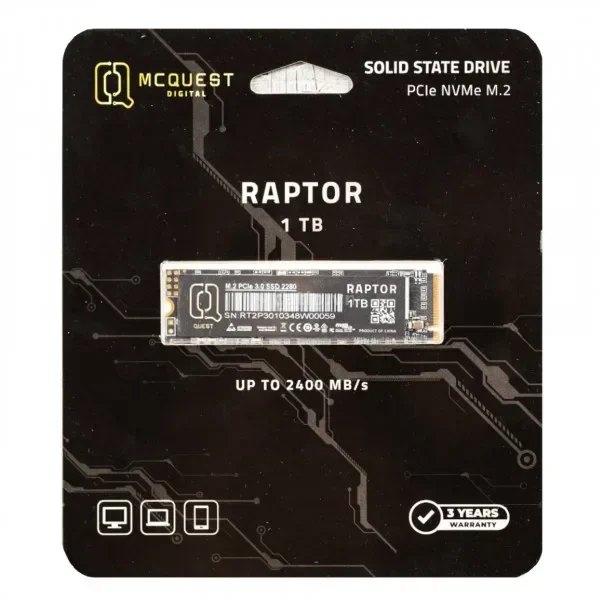 Ổ Cứng gắn trong SSD MCQUEST RAPTOR X 1TB 2.5 M.2 NVME 3.0 PCIe – ảnh 1