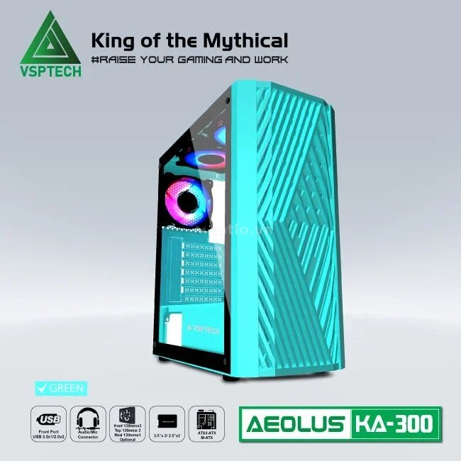 Vỏ Case Máy Tính Gaming VSPTECH KA300 - Xanh – ảnh 1
