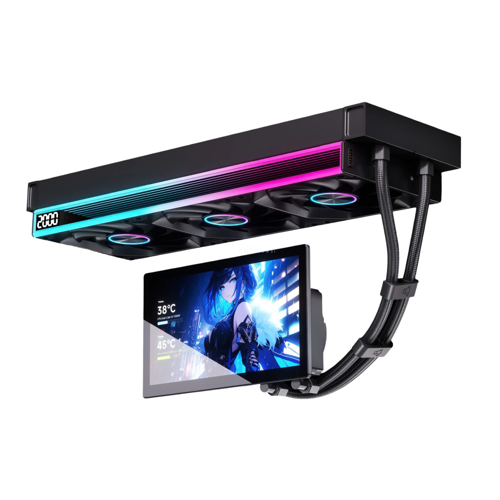 Tản nhiệt nước Leopard UltraFlow 360 ARGB LCD 7 Inch | AIO 360mm, Công suất 320W, Đen – ảnh 1