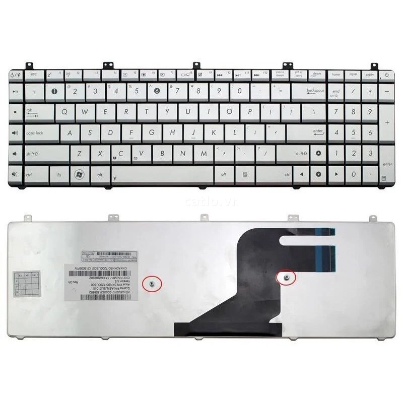 Bàn phím laptop Asus N55 N55S N55X N57 N75 N75S N75SL màu bạc – ảnh 1