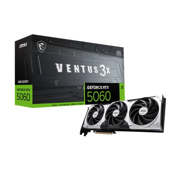 Card màn hình MSI GeForce RTX 5060 8G Ventus 3X V3C OC Edition | 8GB GDDR7, 3840 CUDA, PCIe Gen5 – ảnh 1