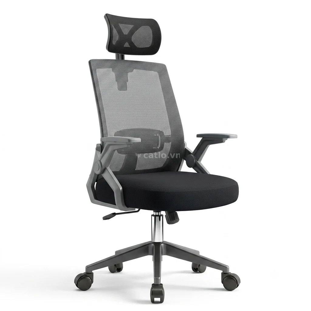 Ghế Văn Phòng Manson Ergonomic | Màu Đen, Công thái học, Tay Gập – ảnh 1