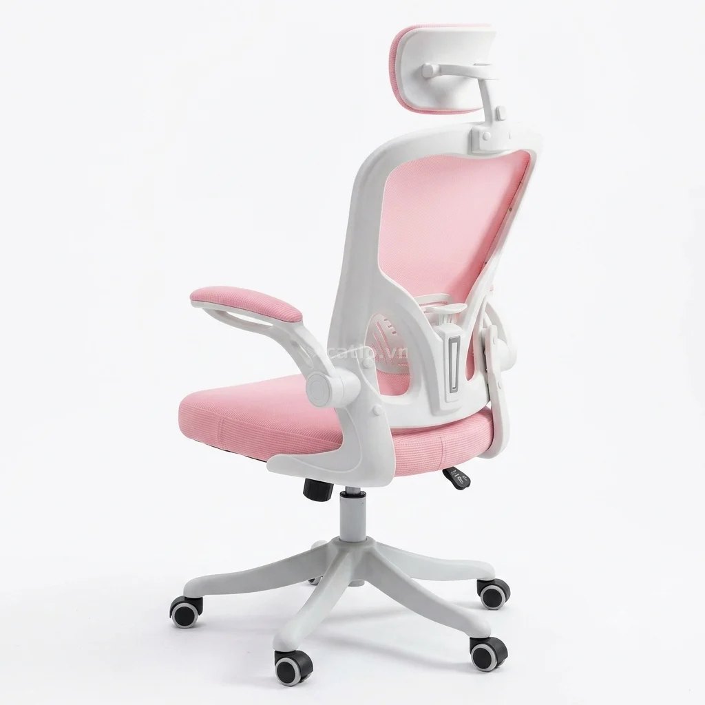 Ghế Văn Phòng Manson Regal | Màu Hồng, Công thái học, Tay Gập – ảnh 1