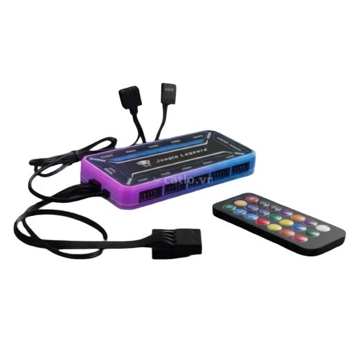 Bộ Hub + Remote Fan RGB Leopard  | Hỗ trợ 10 quạt RGB 6-PIN, 2 cổng LED RGB, Điều khiển từ xa – ảnh 1