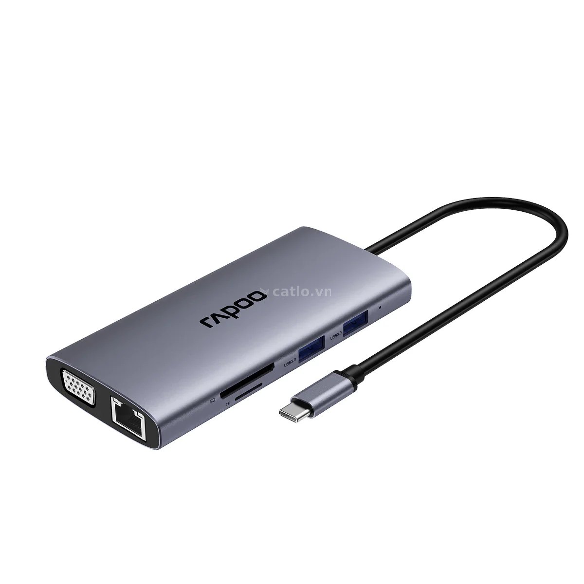 Bộ chuyển đổi đa cổng USB-C RAPOO (XD101) | USB-C to HDMI 4K 30Hz, USB-C, 3 x USB 3.0, VGA, Audio… – ảnh 1