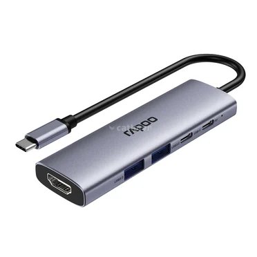 Bộ chuyển đổi đa cổng USB-C RAPOO (XD51) | USB-C to HDMI 4K 60Hz, 2 x USB-A 3.0, USB-C, PD – ảnh 1