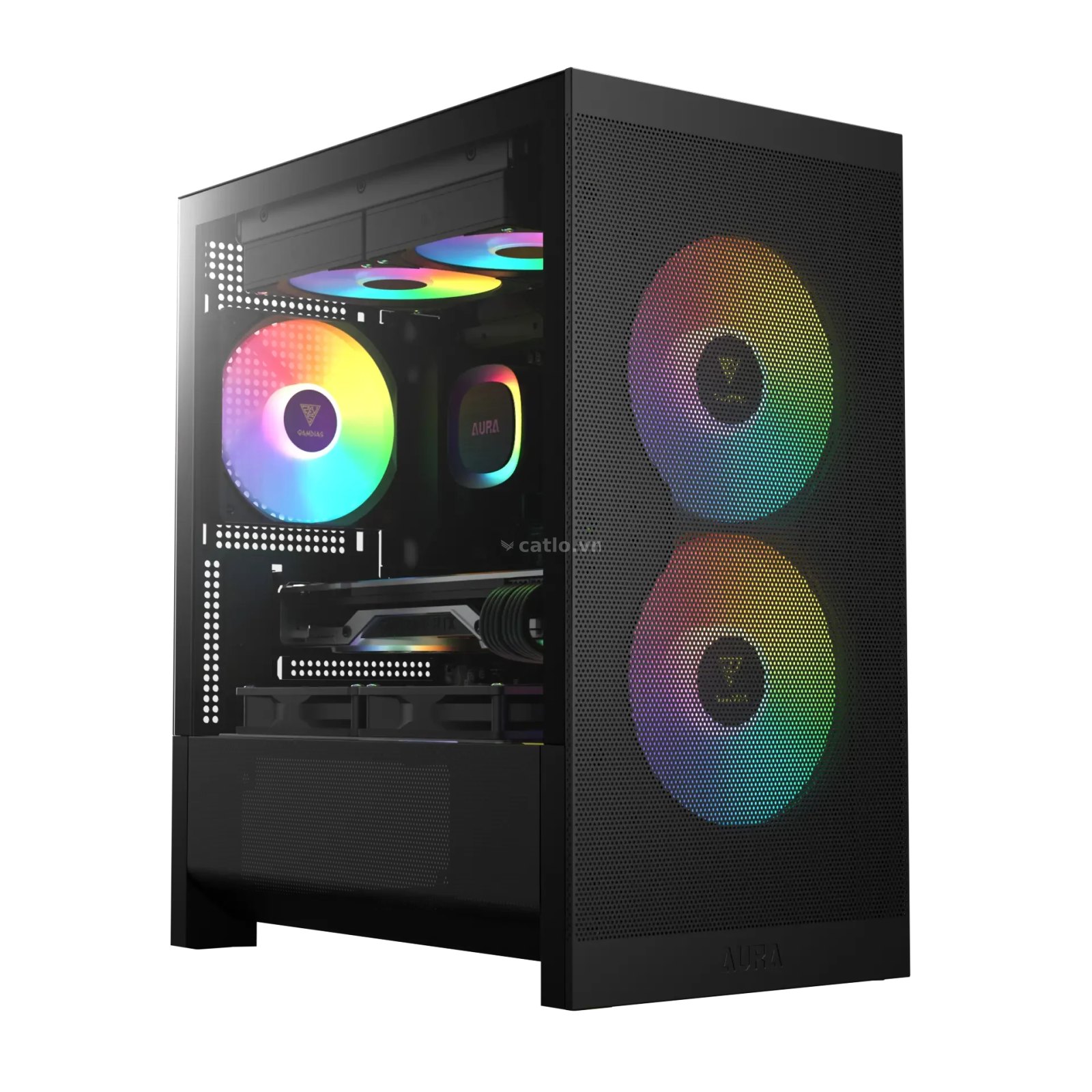 Thùng máy Gamdias Aura GC15M ARGB M-ATX (Kèm Sẵn 3 Fan ARGB) | Micro Tower, Kính cường lực, Đen – ảnh 1