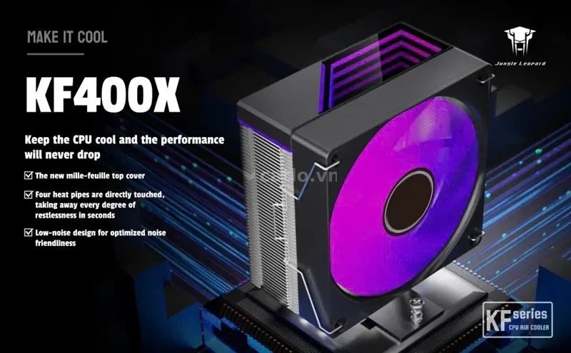 Tản Nhiệt Khí Leopard Kf400X Màu Đen Led RGB – ảnh 1