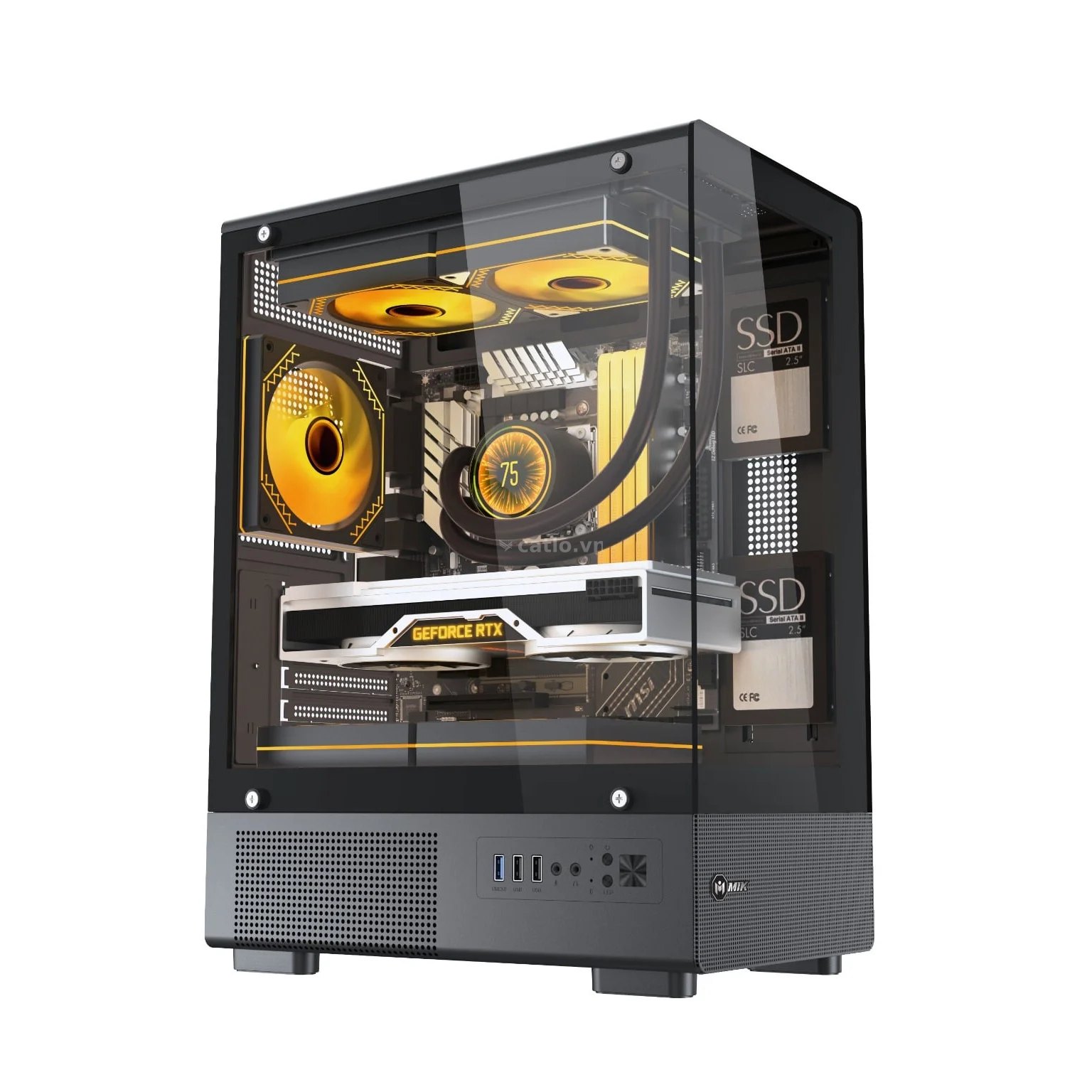 Thùng máy MIK H3 Hồ Cá | M-ATX/ITX, Kính cường lực, Đen – ảnh 1