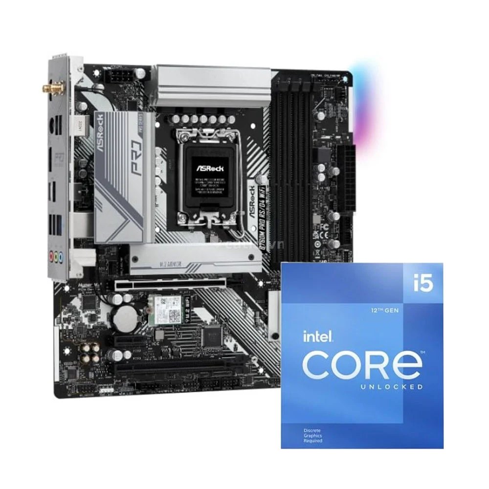 COMBO CPU I5 12400F Chính Hãng - Mainboard Asrock B760M pro rs wifi D4 – ảnh 1