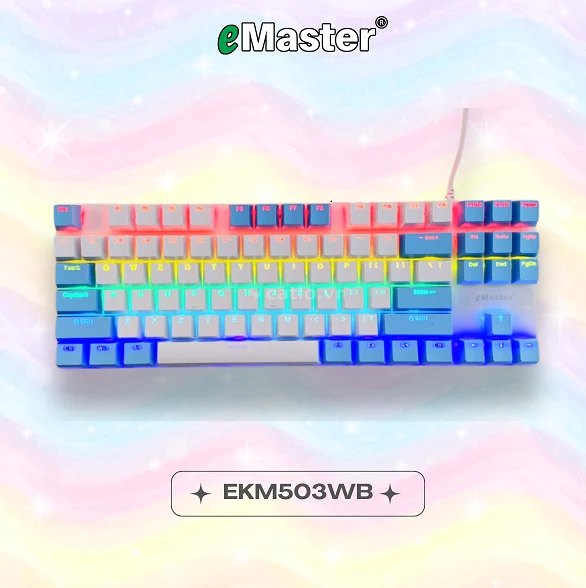 BÀN PHÍM CƠ EMASTER EKM503WB Trắng Xanh – ảnh 1