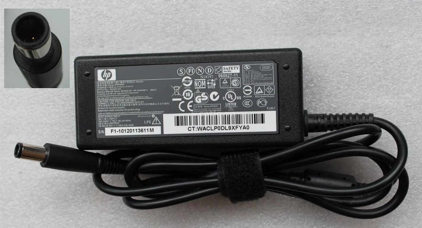 Sạc laptop HP – Compaq 18.5V-3.5A (Đầu Kim) – ZIN – ảnh 1