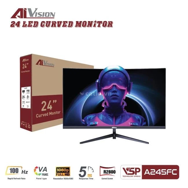 Màn hình cong AiVision A245FC (24inch | FHD | VA | 100Hz | 5ms) - Black – ảnh 1