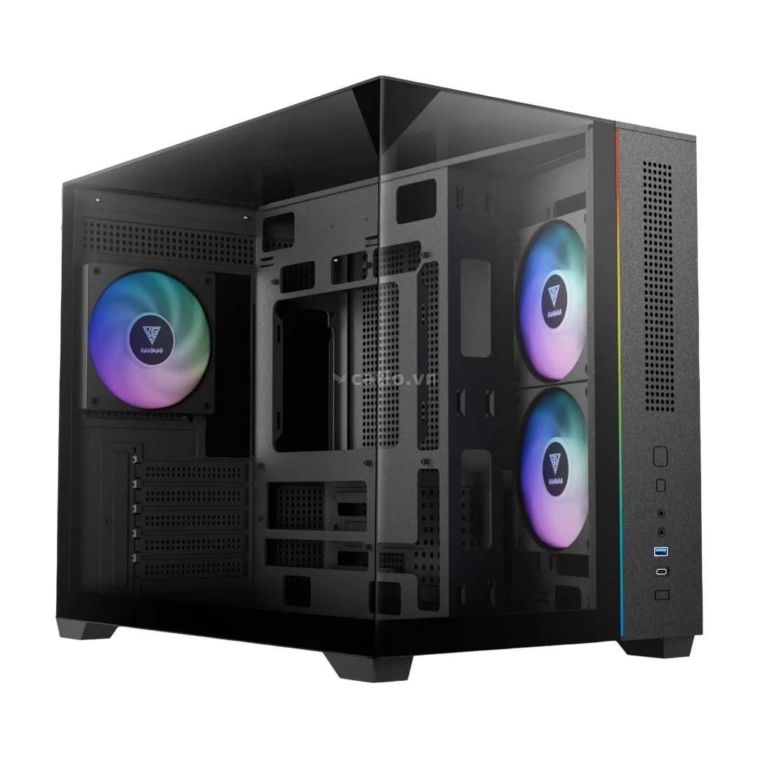 Thùng máy Gamdias Atlas M3M (Kèm sẵn 3 Fan ARGB) | M-ATX, Micro Tower, Kính cường lực, Đen – ảnh 1