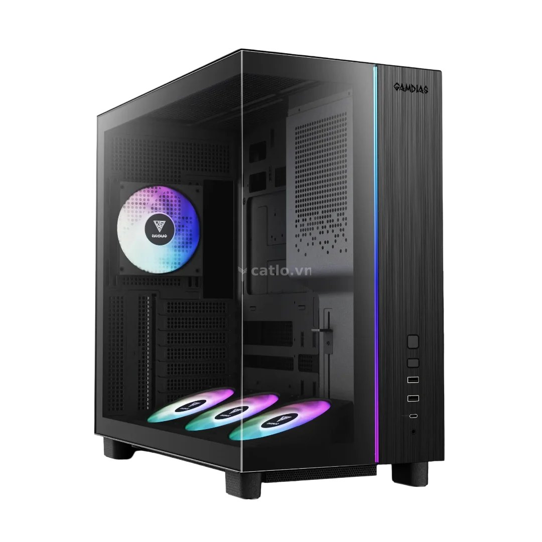 Thùng máy Gamdias Atlas M4 (Kèm sẵn 4 Fan ARGB) | F-ATX, Mid Tower, Kính cường lực, Đen – ảnh 1