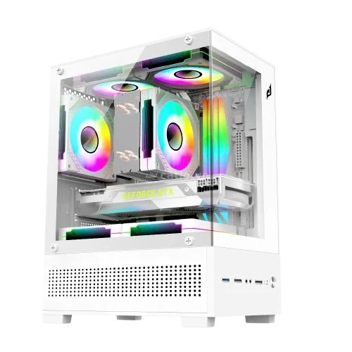 Thùng máy hồ cá E-DRA ECS1303H | Micro-ATX, Mặt kính cường lực, Hỗ trợ 5 Fan, Trắng – ảnh 1