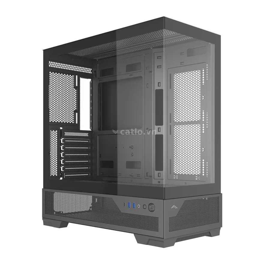 Thùng máy hồ cá SAMA V43E (Chưa kèm Fan) | F-ATX,  Mặt kính, Đen – ảnh 1
