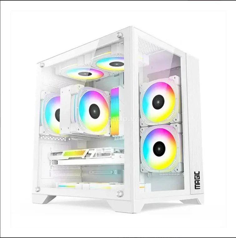 Thùng CASE Magic Aqua M Elite - Trắng | Micro ATX, Không Fan – ảnh 1