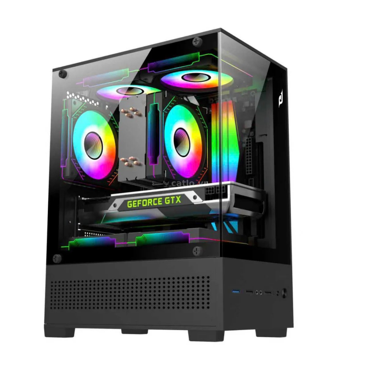 Thùng máy EDRA ECS1303H | M-ATX/ITX, Kính cường lực, Hỗ trợ 5 fan 120mm, Đen – ảnh 1