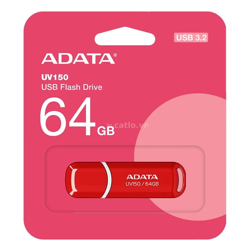 USB Adata DashDrive UV150 64GB | Đỏ, USB 3.2 Gen 1 (AUV150-64G-RRD) – ảnh 1
