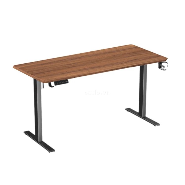 Bàn nâng hạ Manson SmartDesk 1m2 | Khung đen, Mặt gỗ Walnut – ảnh 1